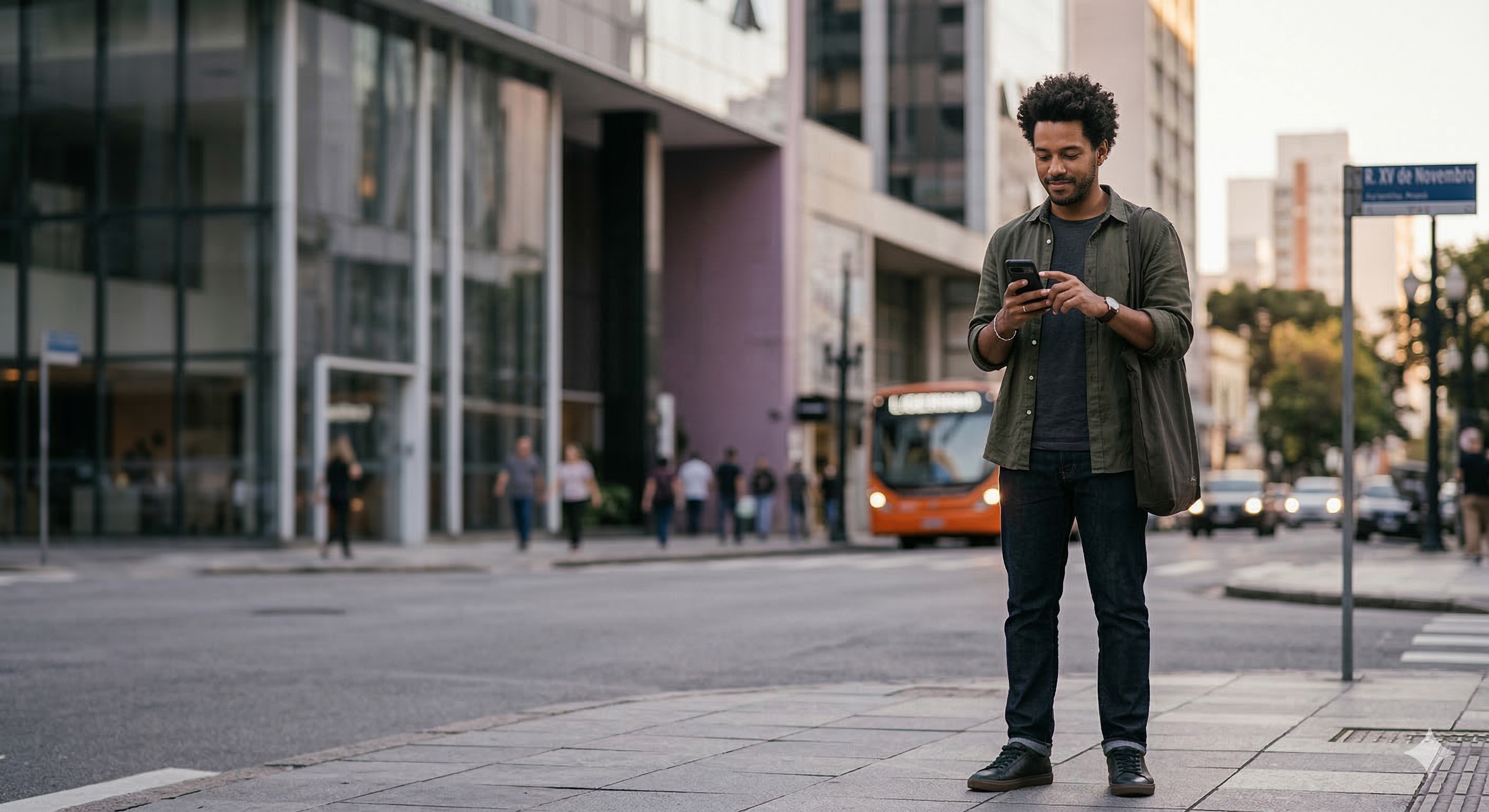 Pessoa sorrindo usando celular protegido pela Clubfix
