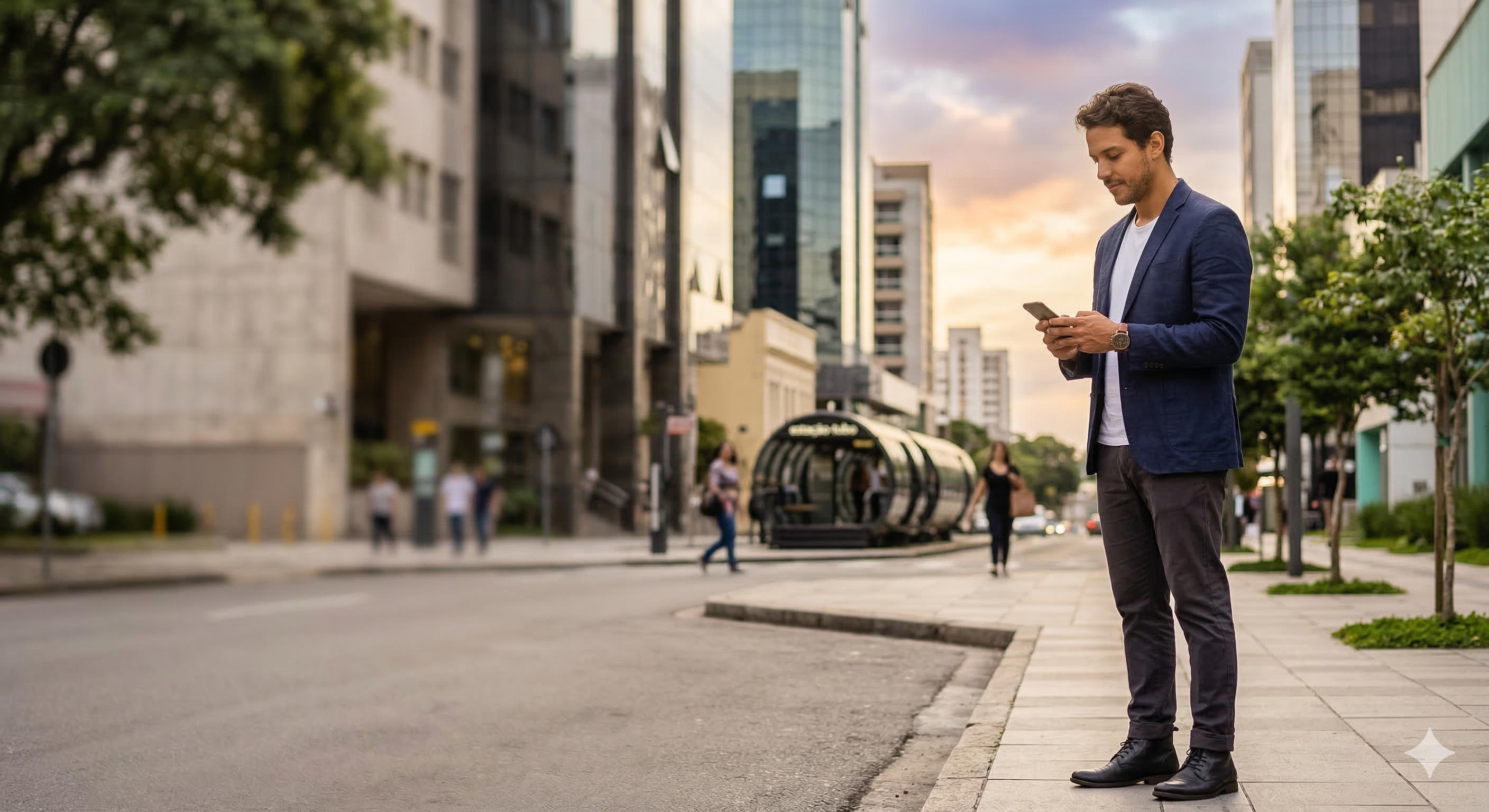 Rotina urbana em Campinas — celular protegido pela Clubfix