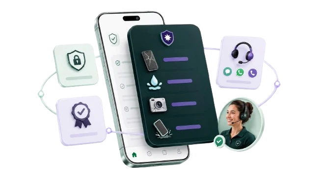 App da Clubfix em dois celulares: tela de coberturas ativas do aparelho e tela de acompanhamento do sinistro em andamento