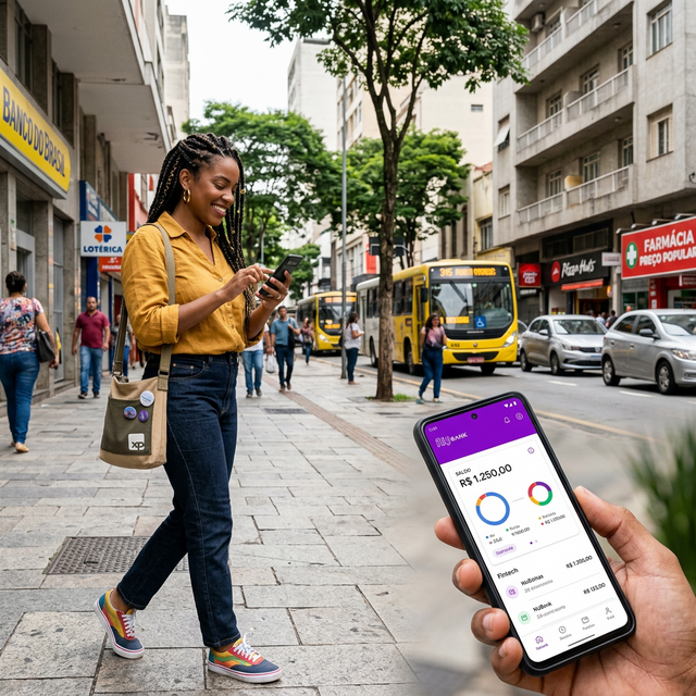 Pessoa sorrindo usando celular protegido pela Clubfix