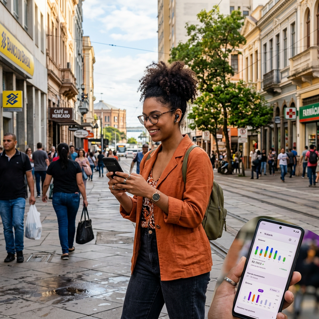 Pessoa sorrindo usando celular protegido pela Clubfix