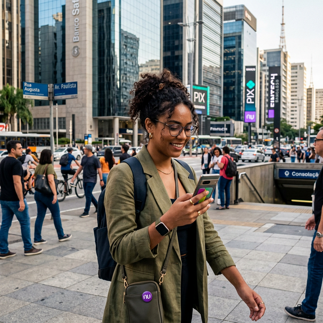 Pessoa sorrindo usando celular protegido pela Clubfix
