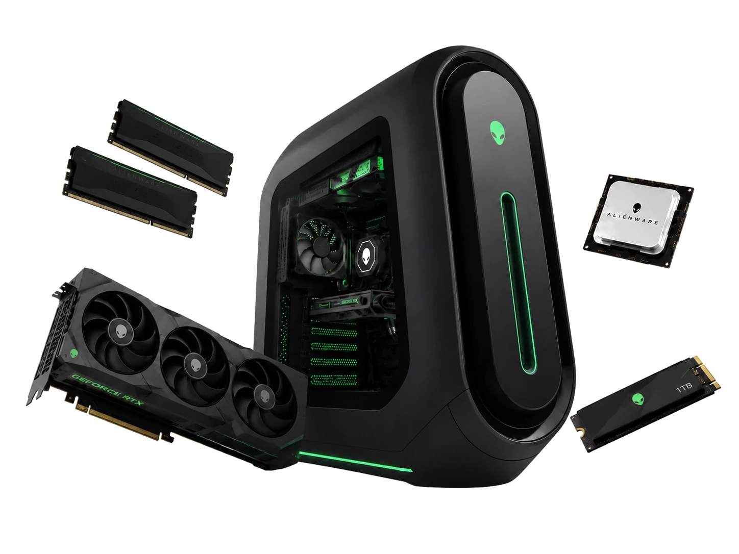 Setup gamer Alienware — gabinete, placa de vídeo, memórias e SSD protegidos pela Clubfix